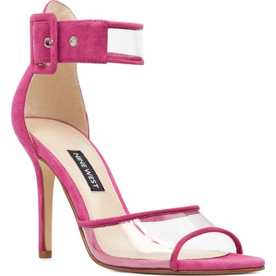 Nine West Mila Clear Strap Sandal- Pink