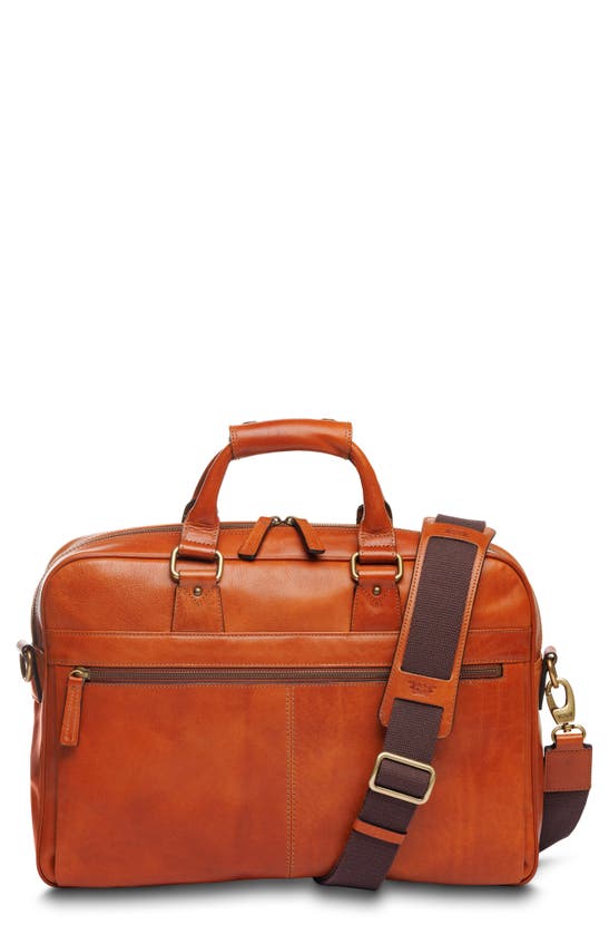 Shop Bosca Italia Stringer Leather Briefcase In Amber