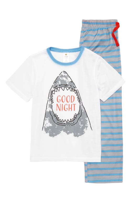 Tucker + Tate Kids' Two-Piece Pajamas in White Shark- Blue Stripes