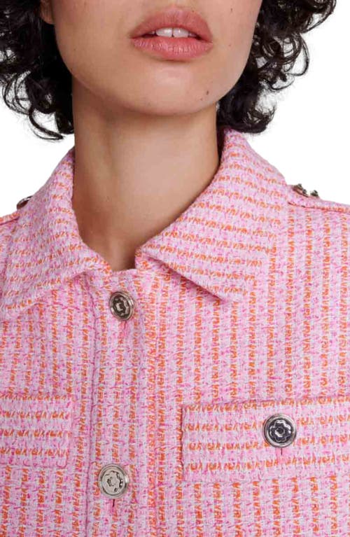Shop Maje Varadis Metallic Tweed Sleeveless Jacket In Pink/orange