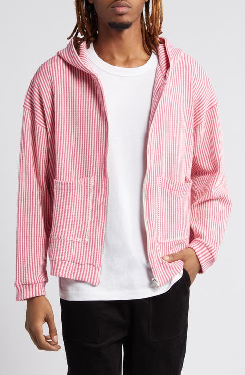 Krost Stripe Zip-up Hoodie In Pink