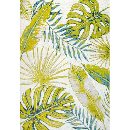 Jonathan Y Monstera Tropical Leaves Area Rug In Ivory/green