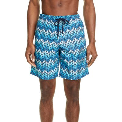 Vilebrequin Okoa Micro Ronde Des Tortues Print Swim Trunks, Blue