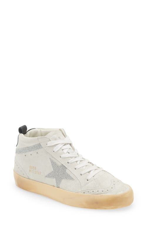 Golden Goose Mid Star Trainer In White/silver Crystal