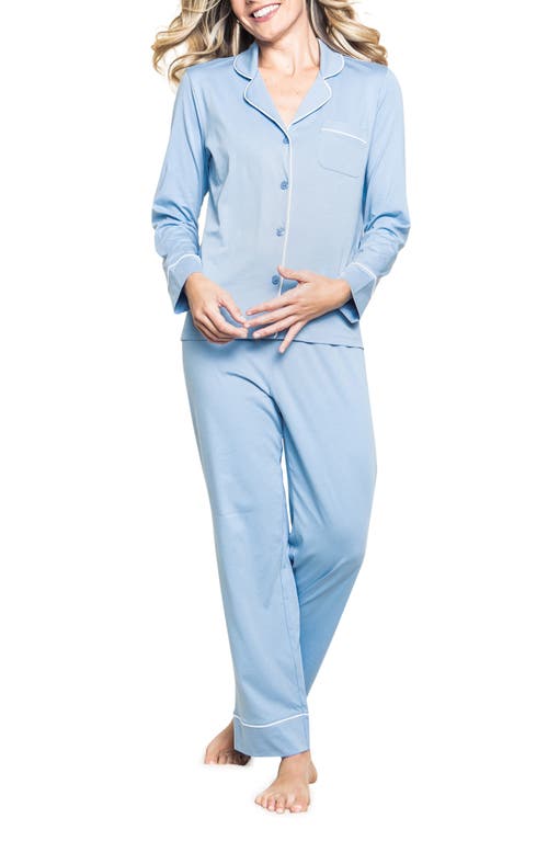 Petite Plume Luxe Pima Cotton Pajamas Blue at Nordstrom,