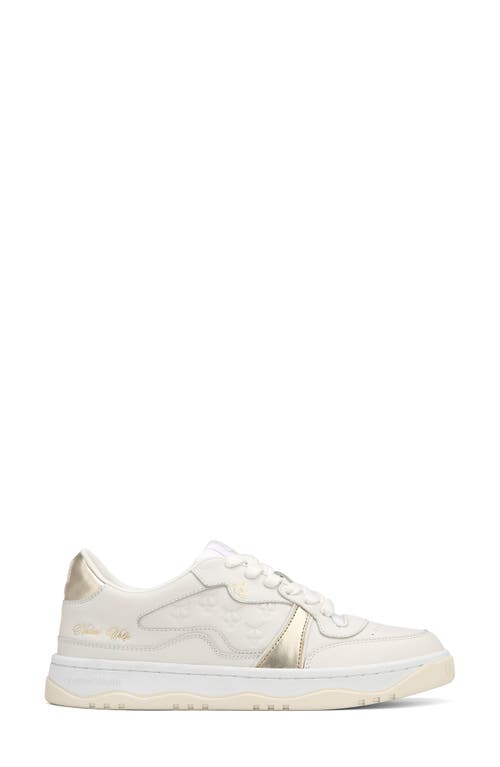 Flight Genysis Sneaker in White/Gold/Mesh/Suede