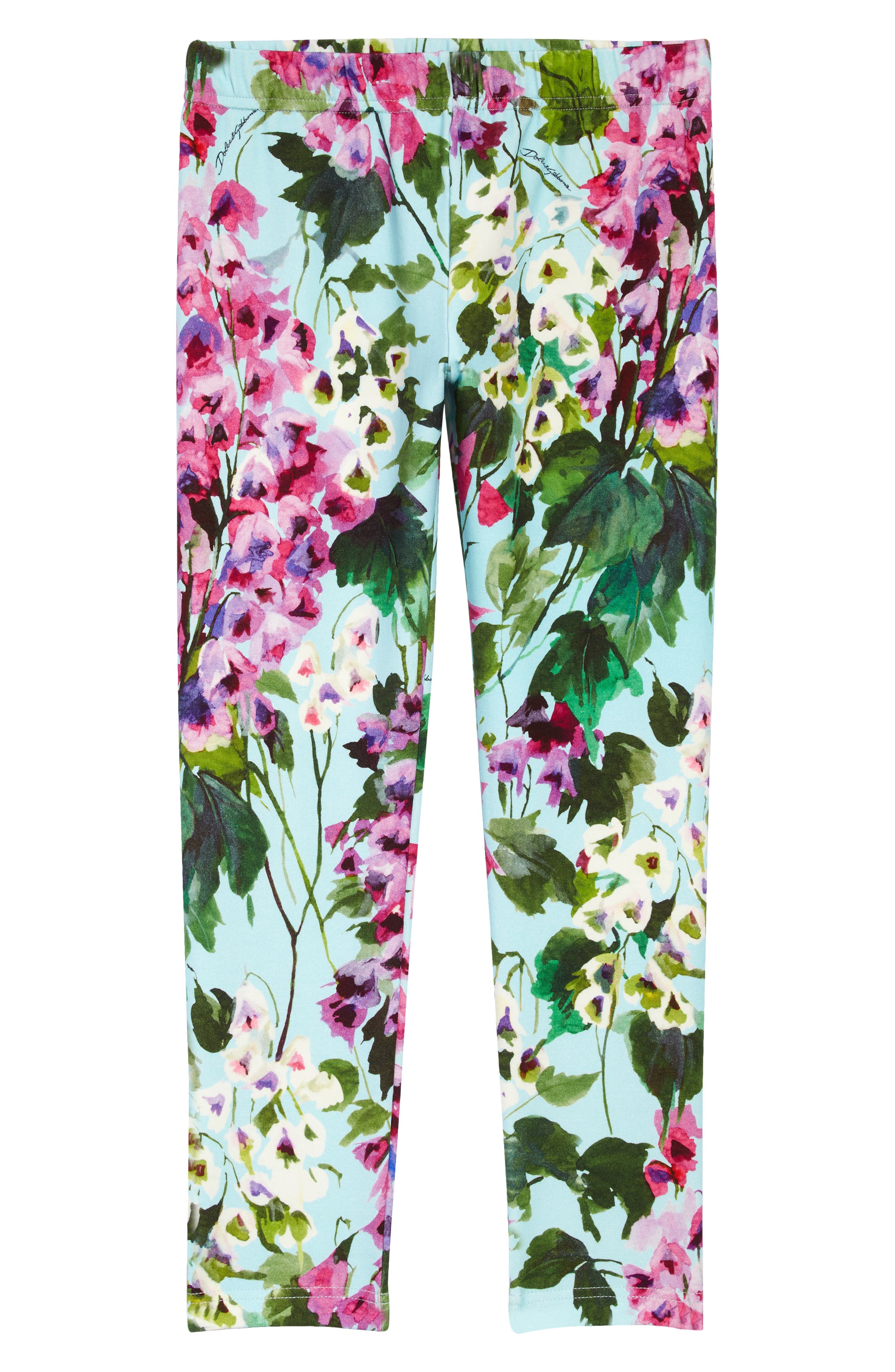 Dolce & Gabbana Kids' Floral Print Leggings in Azure at Nordstrom, Size 2T Us