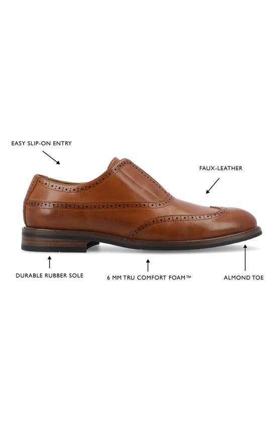 Vance Co. Nikola Tru Comfort Wingtip Slip-on Oxford In Cognac