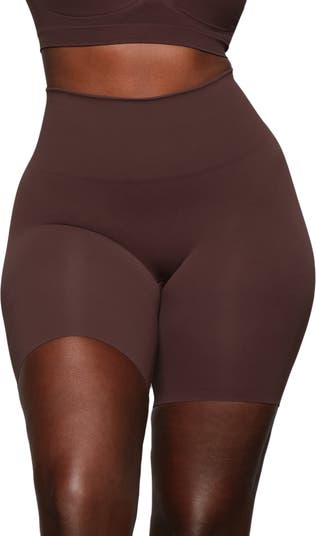 Womens Skims brown High-Waist Shine Shorts