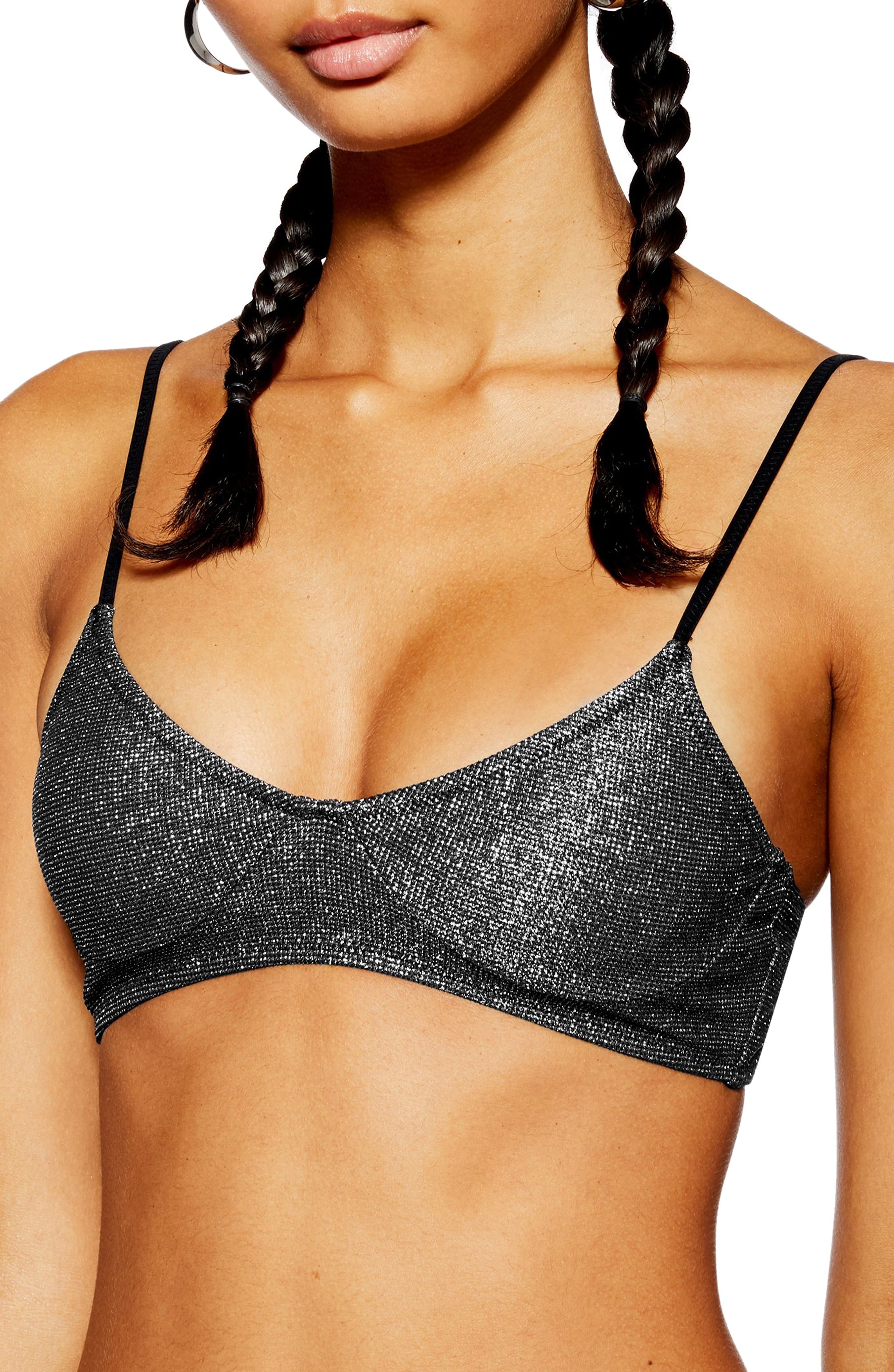 Topshop Metallic Crop Bikini Top, US (fits like 14) - Metallic