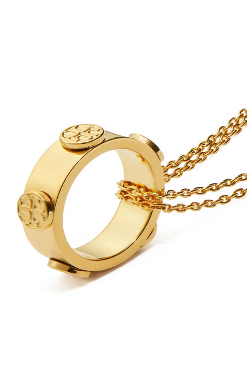 Tory Burch Miller Stud Circle Pendant Necklace In Tory Gold