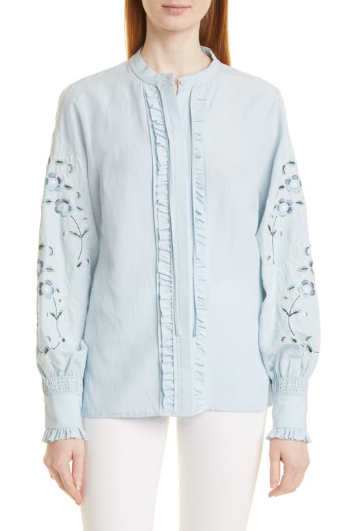 KOBI HALPERIN Luisa Embroidered Sleeve Blouse Horizon at Nordstrom,