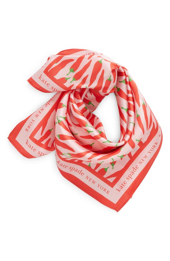 Shop Kate Spade New York Peppers Silk Square Scarf In Pale Carnation