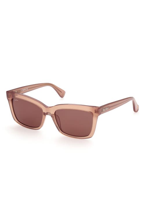 Shop Max Mara 55mm Rectangular Sunglasses In Shiny Light Brown/brown