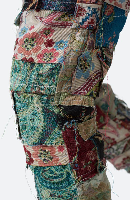 Mnml Panel Blanket Straight Leg Pants In Green Multi