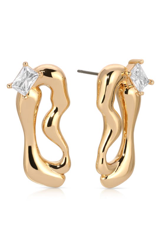 Shop Ettika Cubic Zirconia Molten Drop Earrings In Gold