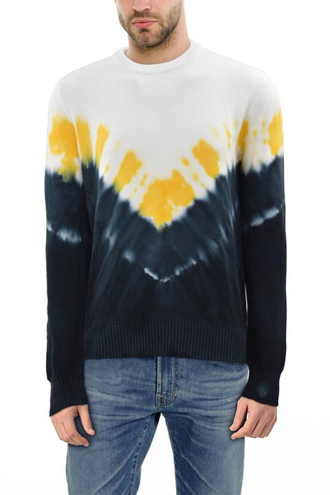 Altuzarra Blue Black + Yellow Tie Dye Crew-Neck Sweater