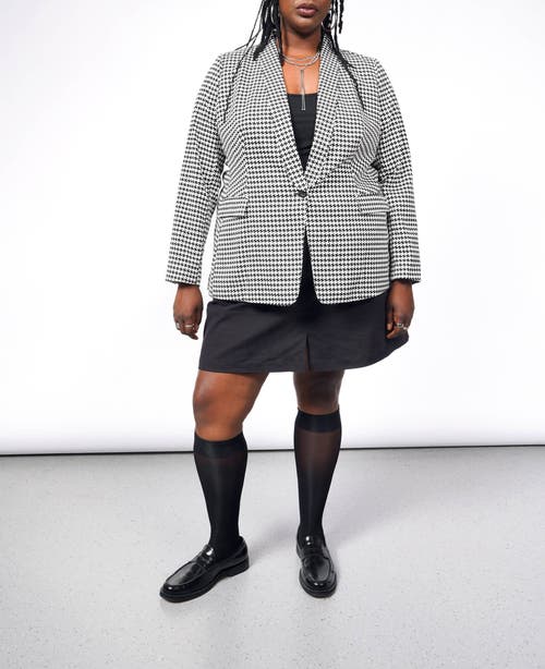 Wildfang The Empower Tux Blazer In Houndstooth Weave Black/white
