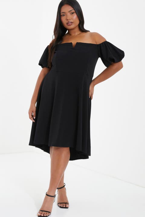 Black off the shoulder ruffle dress best sale