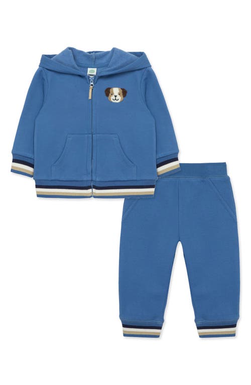Little Me Puppy Zip Hoodie & Joggers Set In Blue