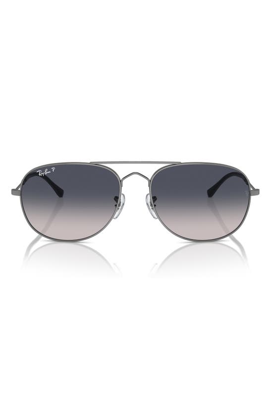 Ray Ban Bain Bridge 60mm Gradient Polarized Pillow Sunglasses In Gunmetal