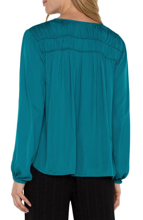 Shop Liverpool Shirred V-neck Top In Malachite