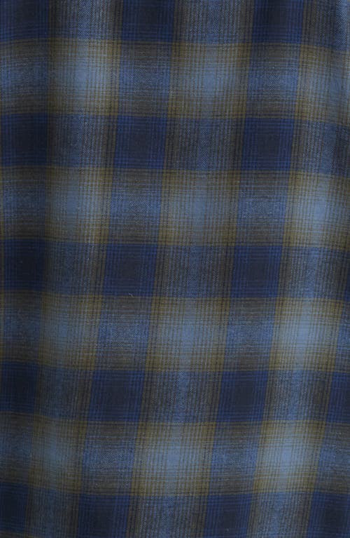 Majestic International Gradient Check Flannel Pajamas In Olive/navy