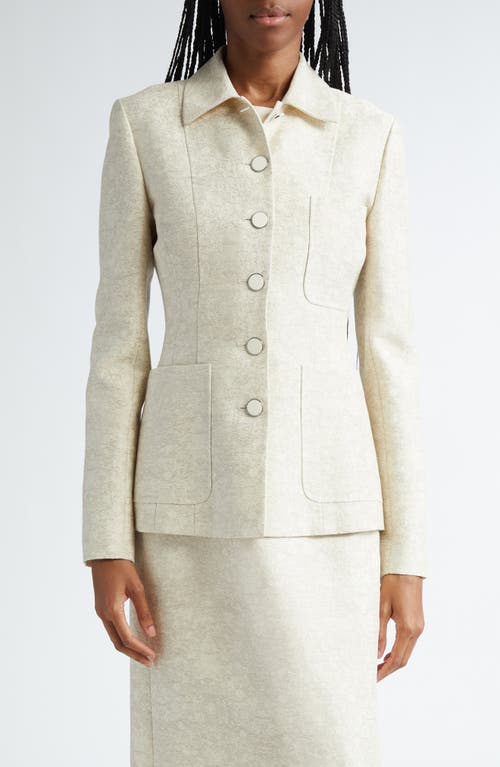 Shop Lafayette 148 New York Three Pocket Textured Jacquard Jacket In Plaster Multi