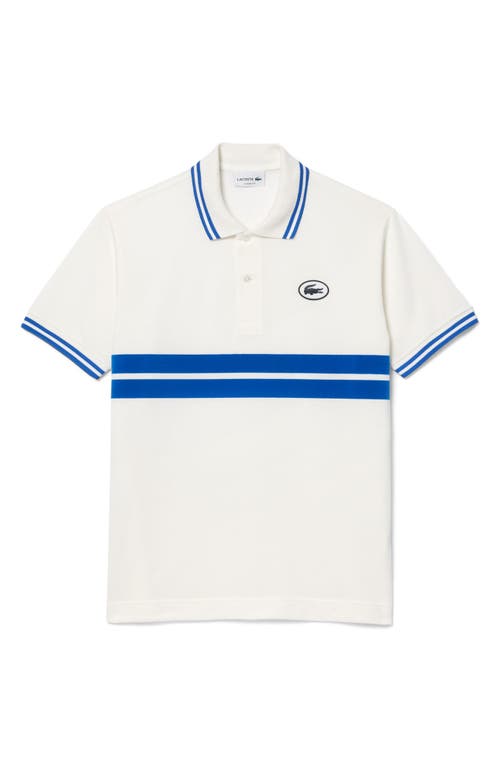 Shop Lacoste Classic Fit Stripe Piqué Knit Polo In Farine/ladigue