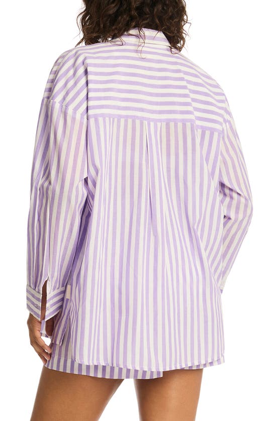 Shop Sea Level Sails Beach Stripe Cover-up Tunic In Lavender