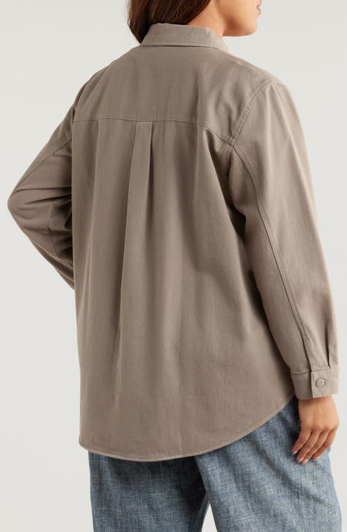 Shop Eileen Fisher Classic Collar Organic Cotton Shirt Jacket In Reed