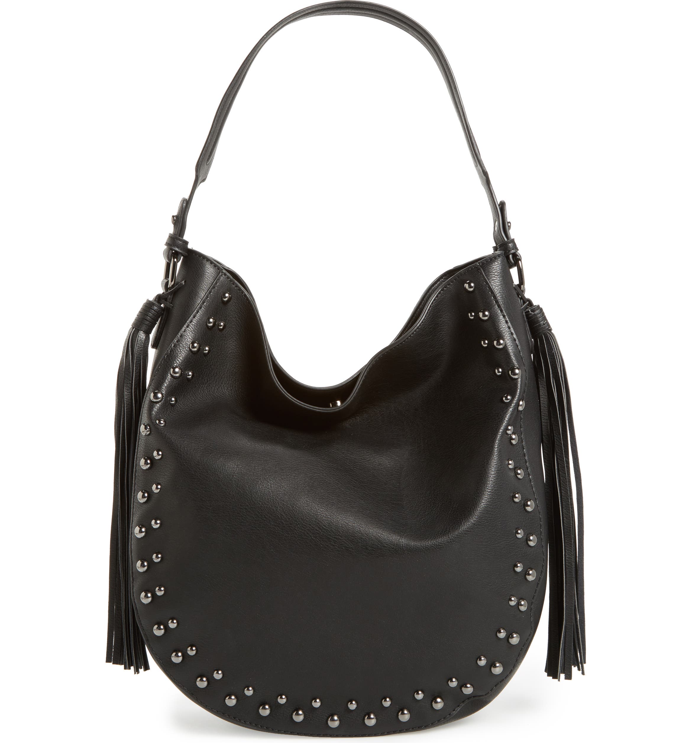 Phase 3 Studded Faux Leather Hobo Bag | Nordstrom
