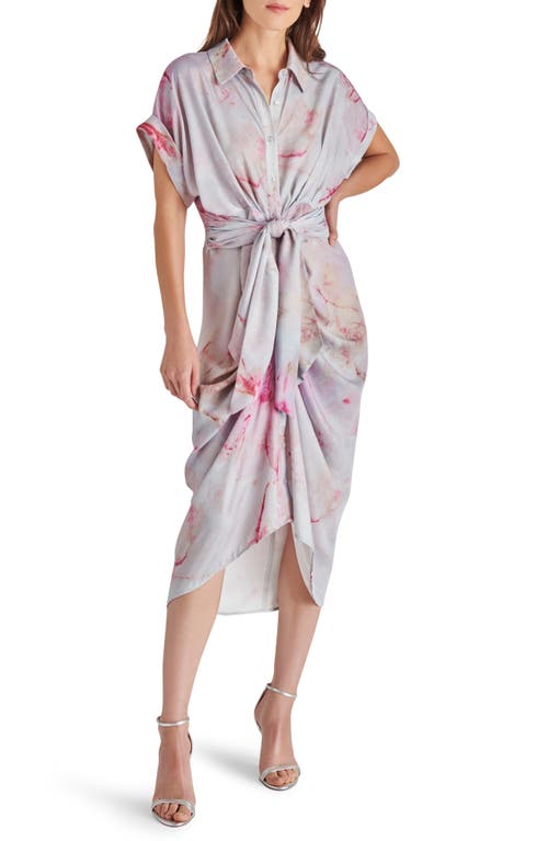 Steve Madden Tori Tie Dye Washed Satin Shirtdress in Misty Rose at Nordstrom, Size 10