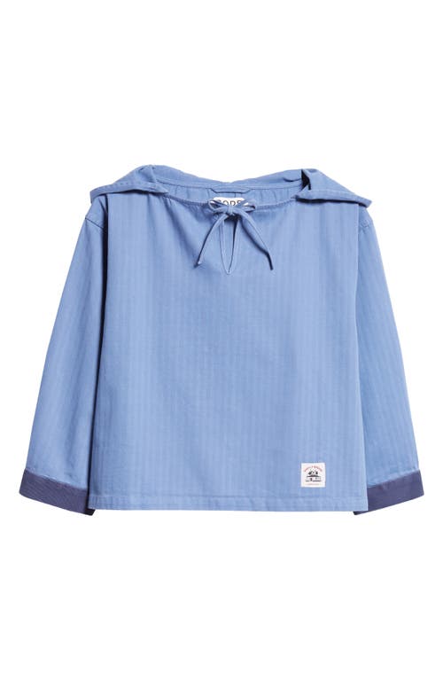 Shop Bode Knolly Brook Hooded Cotton Twill Pullover In Blue