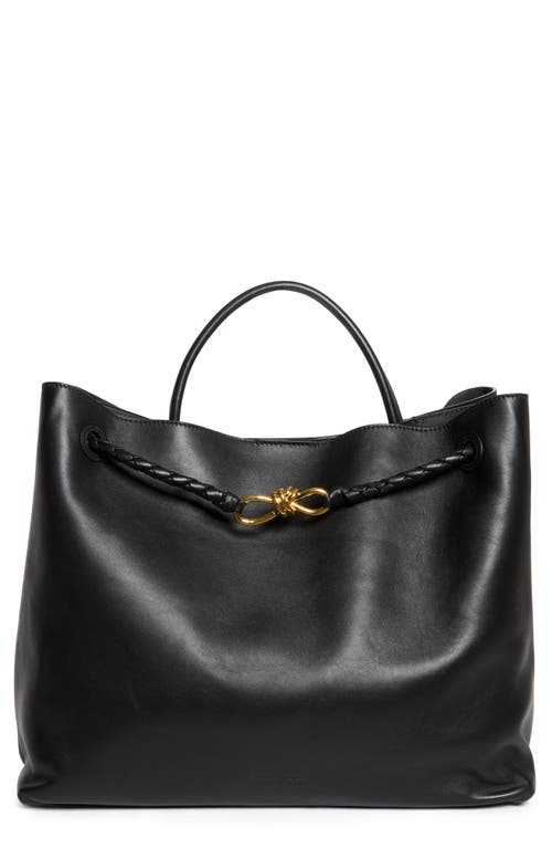 Bottega Veneta Large Andiamo Leather Tote In 1019 Black-m Brass