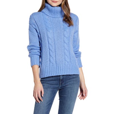 Ceny Cable Knit Turtleneck Sweater, Blue