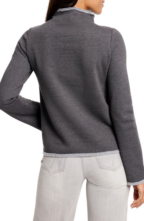 Shop Nzt By Nic+zoe Lounge Around Funnel Neck Fleece Sweatshirt In Charcoal