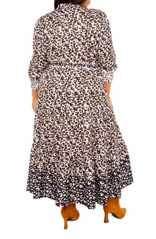 Shop Buxom Couture Animal Print Shirtdress In Multi White/brown