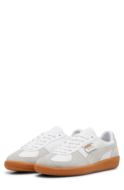Puma Palermo Leather Sneaker In  White-glacial Gray-gum