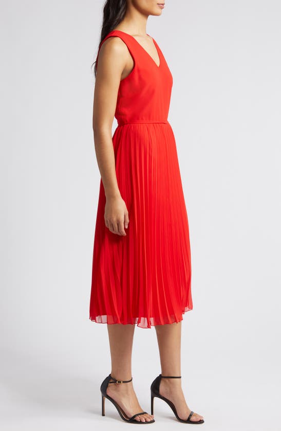 Shop Sam Edelman V-neck Accordion Pleat Dress In Coral