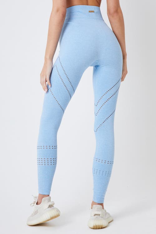 Twill Active Women's Seamless Marl Laser Cut Leggings In Blue