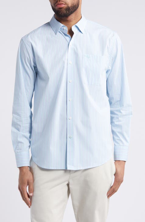 Sarasota Stretch Iris Vines Stripe IslandZone® Button-Up Shirt (Big & Tall)