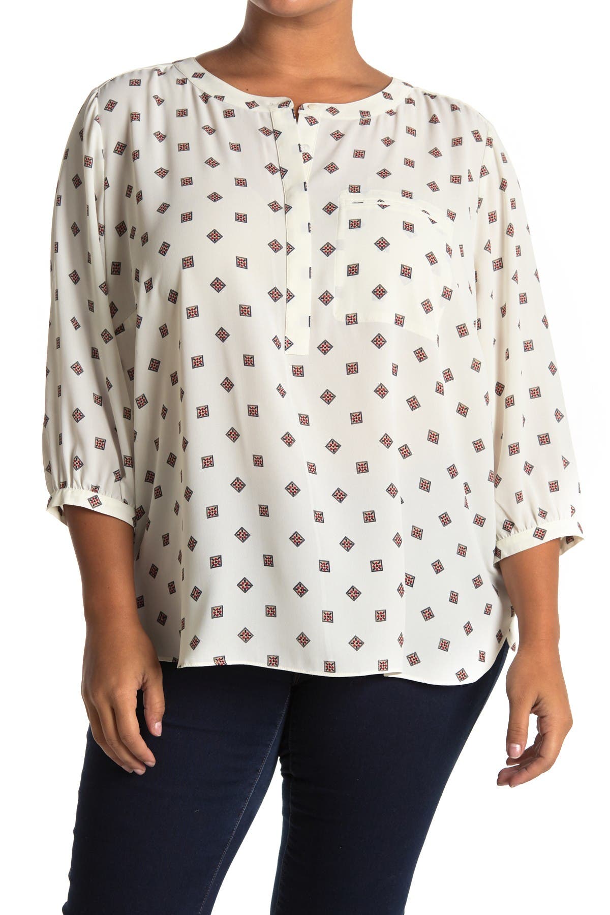 NYDJ Henley 3/4 Sleeve Blouse Nordstrom Rack