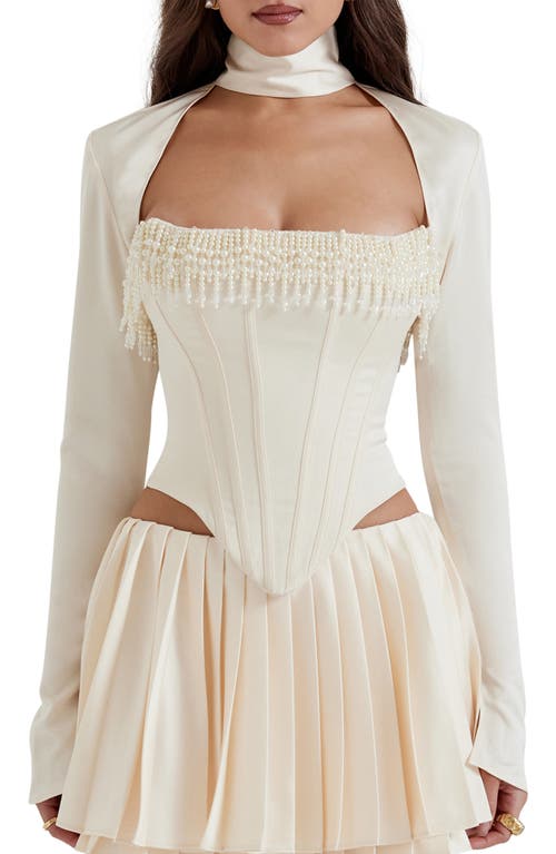 HOUSE OF CB Aubrie Two-Piece Corset Top in Vintage Cream at Nordstrom, Size X-Large