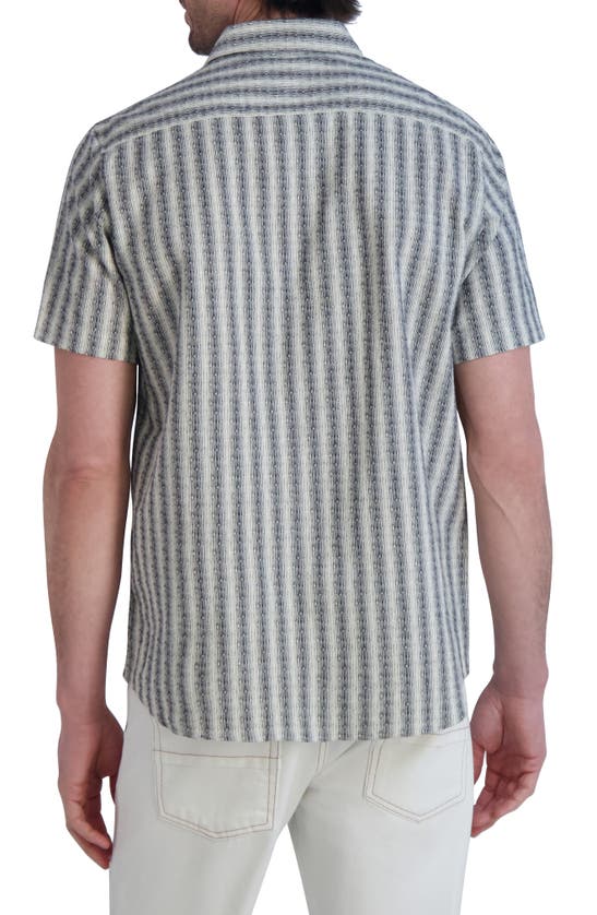 Shop Karl Lagerfeld Slim Fit Stripe Short Sleeve Cotton Button-up Shirt In Black Multi