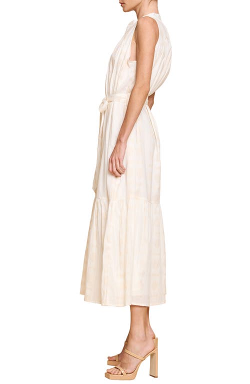 Shop Ciebon Shaina Tiered Cotton Blend Midi Dress In Cream