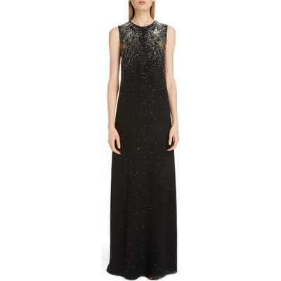 Givenchy Firework Embellished Sleeveless Silk Gown, Black