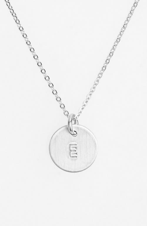 Sterling Silver Initial Mini Disc Necklace in Sterling Silver E