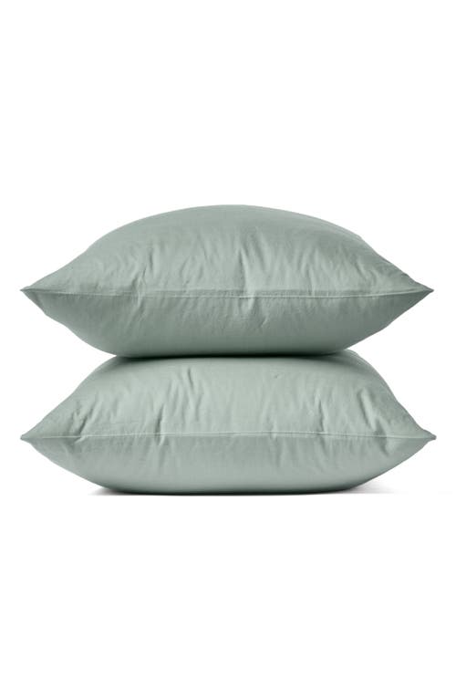 Coyuchi Set of 2 Organic Crinkled Percale Pillowcases in Sage at Nordstrom