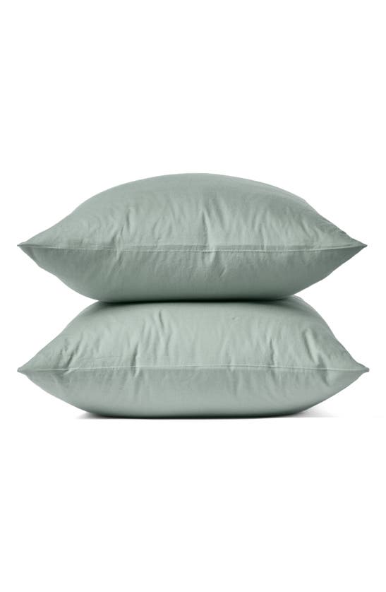 Shop Coyuchi Set Of 2 Organic Crinkled Percale Pillowcases In Sage